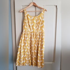 Yellow and White Midi dress by Boden